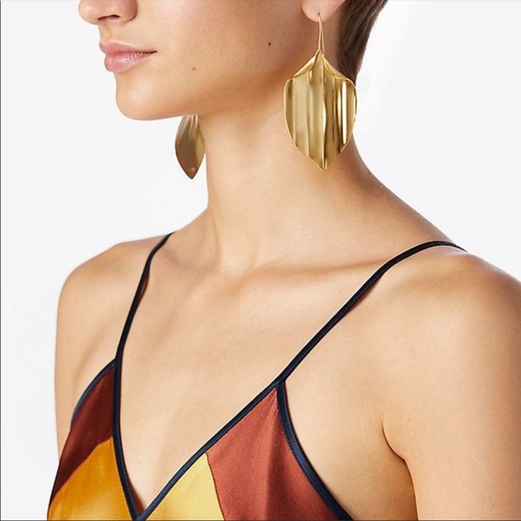 Tory Burch Mismatched Green Leaf Earrings
